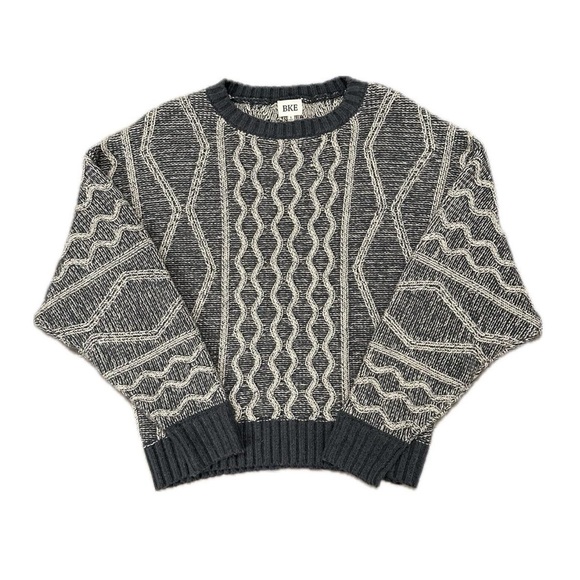 BKE Cable Knit Sweater dark slate 
oversized long sleeve crewneck winter sweater - Picture 1 of 8